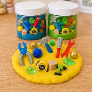 Kit de plastilina para construcción Builder Construction Tools, bolsa sorpresa de plastilina para fiestas de cumpleaños, regalo sensorial Doh, 4 5 6, niño, slime, manualidades, masa