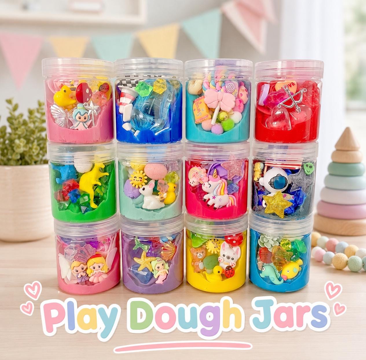PlayDough Kit Jars, playdough set, girls boys gift, magic kit,…