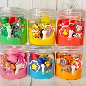 Play dough jars, homemade playdoh, playdough party favors goodie bag boy girl birthday present sensory slime, activity kids pretend play kit