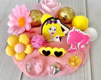 Play Dough Jar Girl birthday grab bag party favor play doh kit gift sensory present 3 4 5 6 year old container fashion birthday pink