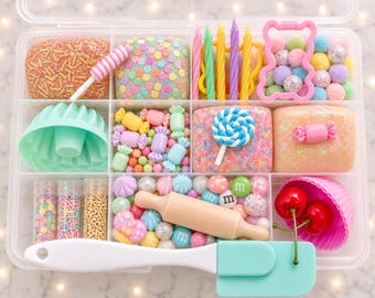 Baking PlayDough kit, Party playdough set, girls boys gift, magic kit, sensory kit, present, Party favors birthday cupcake 4 5 6 yr dough