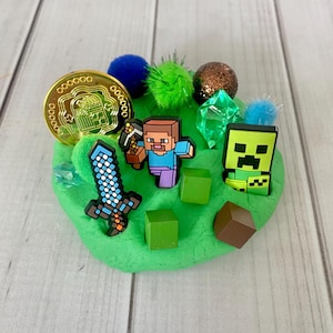 Mine Play dough jar kit, birthday party favor grab bag Doh kids toddler gift activity sensory 2 3 4 5 6 7 girl boy slime craft green blocks