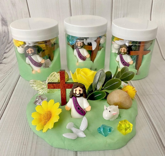 Resurrection Play Dough Kit Jars playdough set, girls boys gift, magic kit playdough toddler present Party favors toy fun craft Jesus Easter