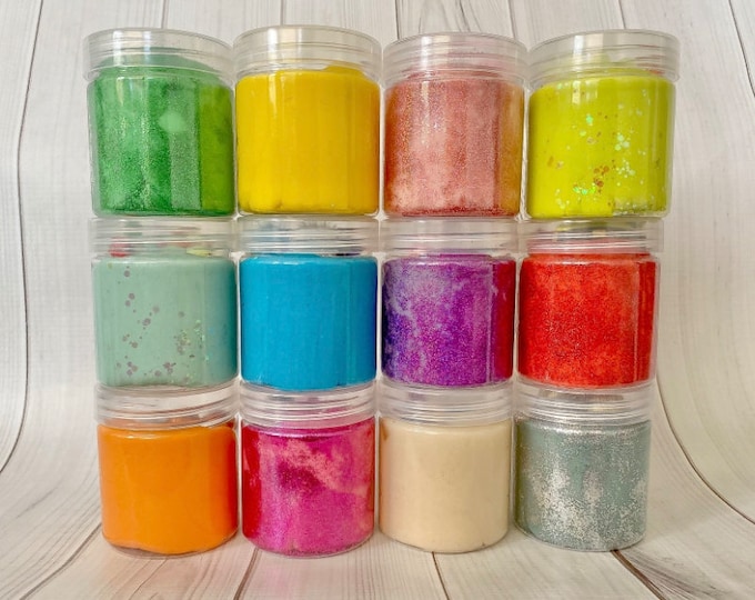 Homemade Play dough, fresh soft playdough jars, containers of playdoh, crafts slime, sensory fun, red, goodie bags, Party favors pink