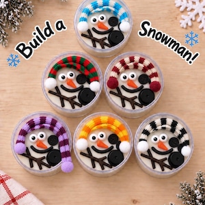 SNABBREA Bygg en snögubbe Play Dough-burkar, sensoriskt doh-kit Julstrumpfyllning DIY-pyssel, vinteraktivitet Presentbarn 4 5 6 paketpåse bild 3