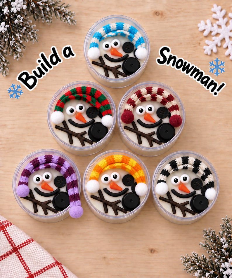 SNABBREA Bygg en snögubbe Play Dough-burkar, sensoriskt doh-kit Julstrumpfyllning DIY-pyssel, vinteraktivitet Presentbarn 4 5 6 paketpåse bild 3