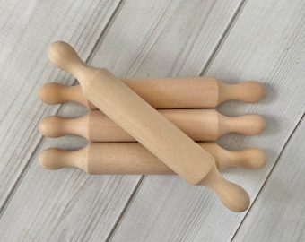 Mini Rolling Pin, play dough wooden kids craft, playdough add on, 6 inch small rolling pin for children
