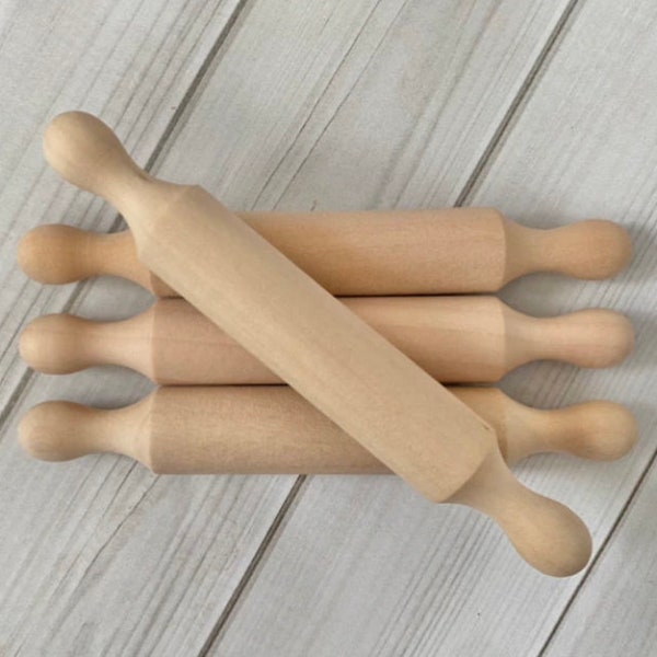 Mini Rolling Pin, play dough wooden kids craft, playdough add on, 6 inch small rolling pin for children