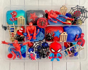 Spider play Dough kit playdough set, boys kit, sensory kit, toddler present Party favors pirate birthday gift sensory bin, Man toy amazing