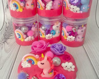 Unicorn Play Dough Jar magical playdough set, girls gift magic sensory kit, toddler present, Girls birthday, fun craft pink party rainbow