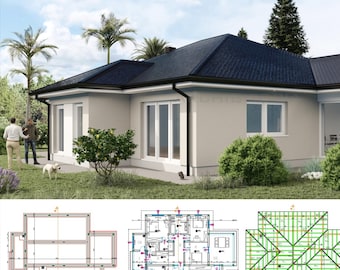Modern House Plan | 3-Bedroom Bungalow House | Architectural House Plans (PDF Download)