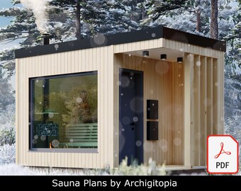 PIANI SAUNA / Piani professionali per una moderna sauna all'aperto con elenco dei materiali e assistenza clienti / SAUNA - Oasi nordica nel tuo giardino