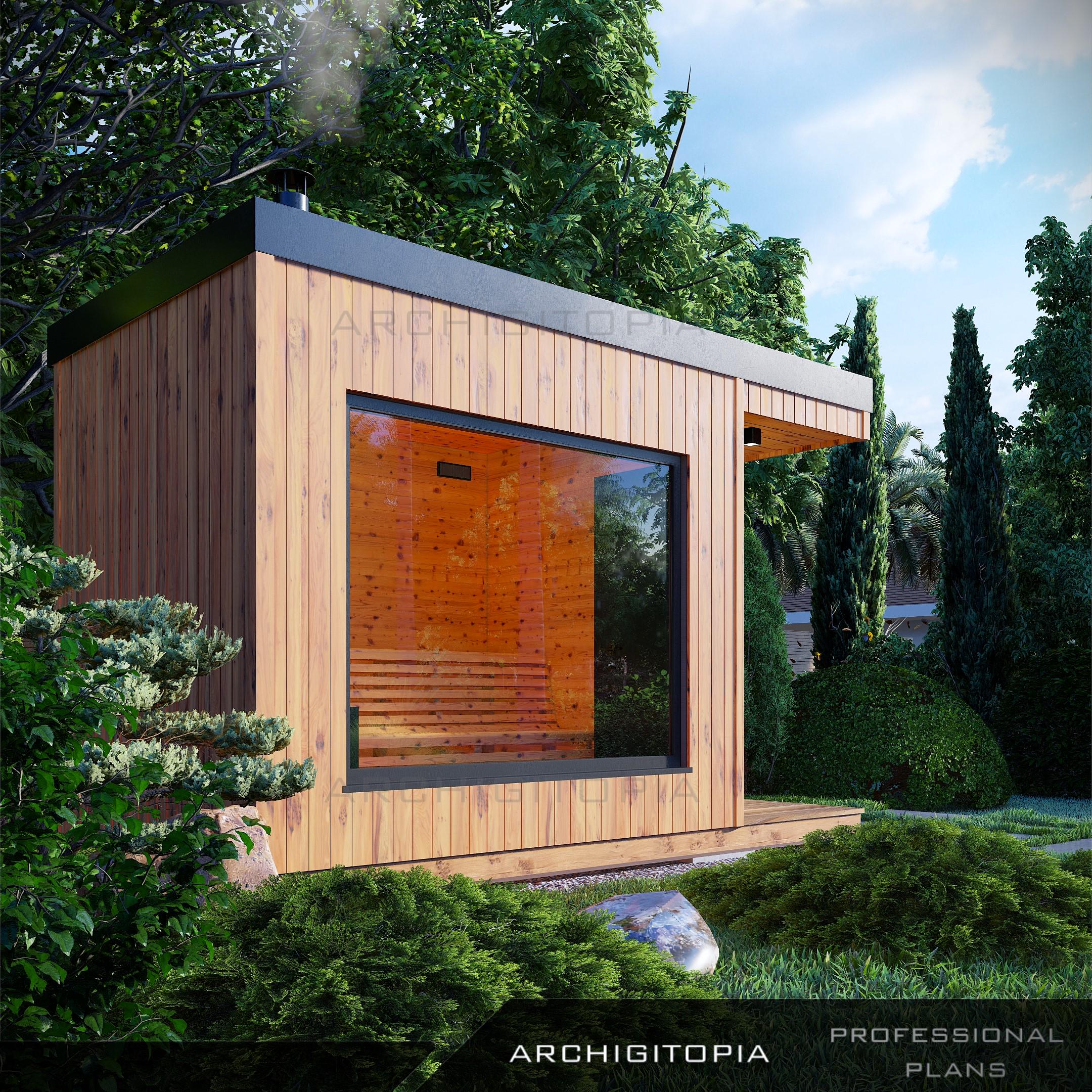SAUNA PLANS | Professional Plans for Modern Outdoor Sauna With Material ...