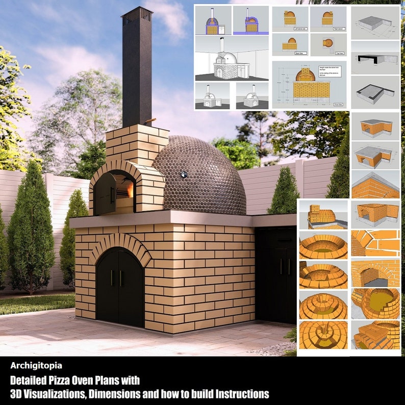 DIY pizza oven plan with full 3D drawings