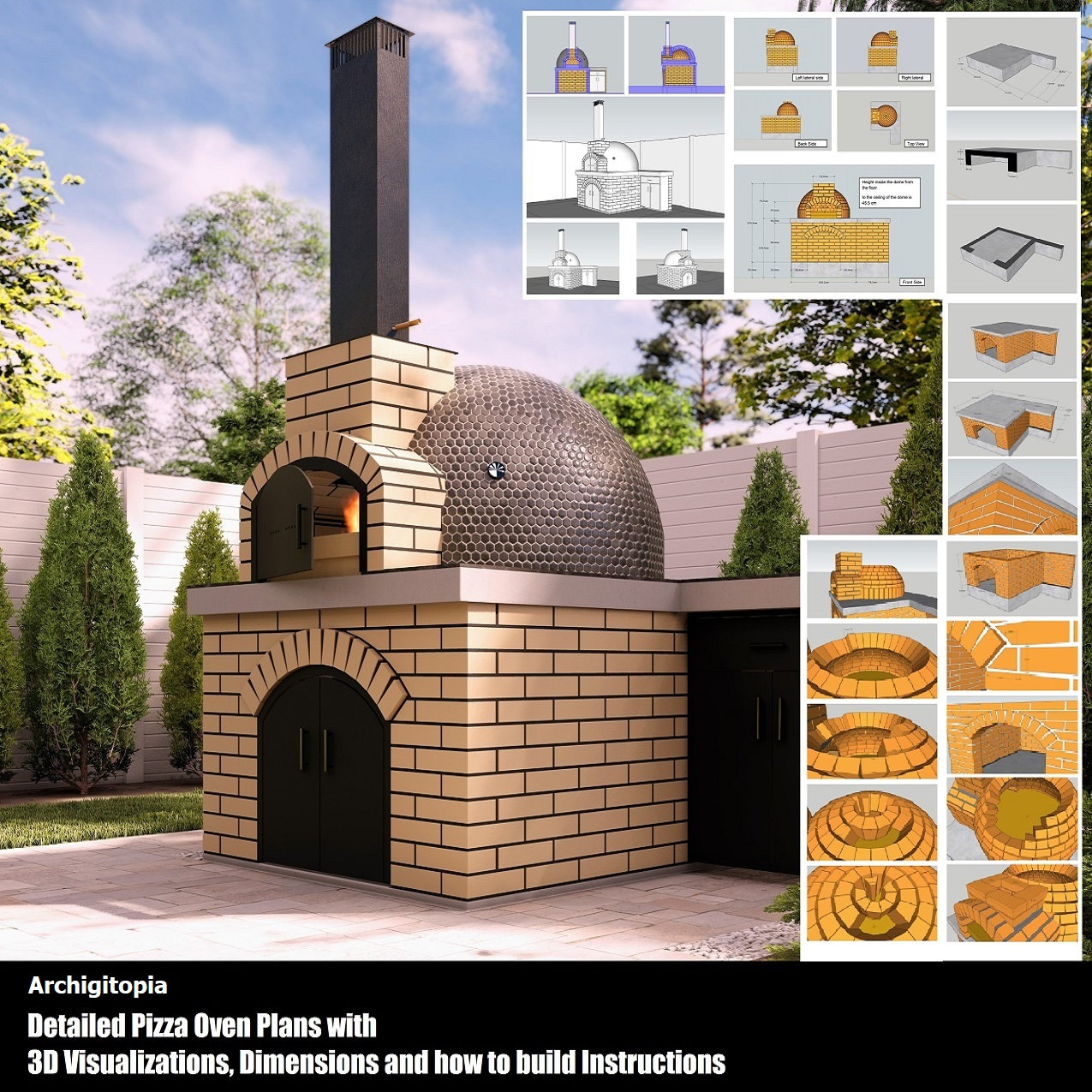 PIZZA OVEN PLAN Detailed Instructions Needed Materials and 3D Visualizations Etsy