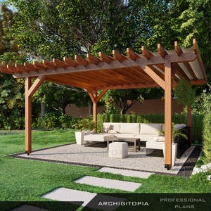 PERGOLA PLAN 4x4m (13x13ft) | Modern DIY Backyard Pergola | Outdoor Family Gathering Space | Easy-to-Build Pergola Design