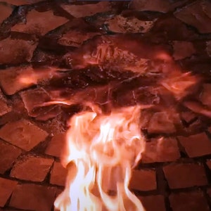 Inside oven fire brick floor close up