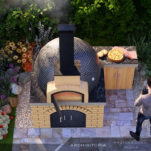 Progetto per forno per pizza a legna da esterno + modello 3D (planimetria in PDF) / Progettazione di un forno fai-da-te per il giardino immagine 12