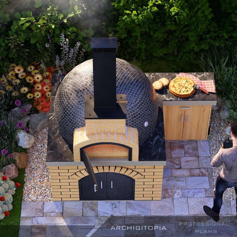 Progetto per forno per pizza a legna da esterno + modello 3D (planimetria in PDF) / Progettazione di un forno fai-da-te per il giardino immagine 12