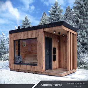 Sauna Plans | Modern Finnish Sauna Design with Material List and Detailed 3D Model (Digital Download, Mirrored Option Included)