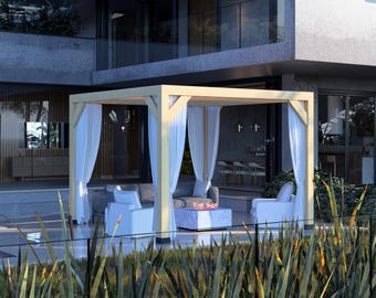 Modern Freestanding Pergola Plan (12x12ft | 3.5x3.5m) | DIY Outdoor Shade Structure, Patio or Poolside Lounge | Instant PDF Download