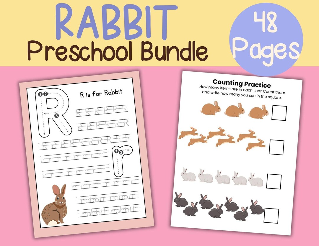 Rabbit Preschool Activity Bundle: R is for Rabbit Worksheets (PDF ...