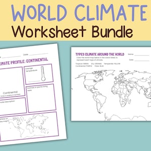 World Climate Science Unit Homeschool Nature Study Worksheets Visual Aids Coloring Pages Climate Map
