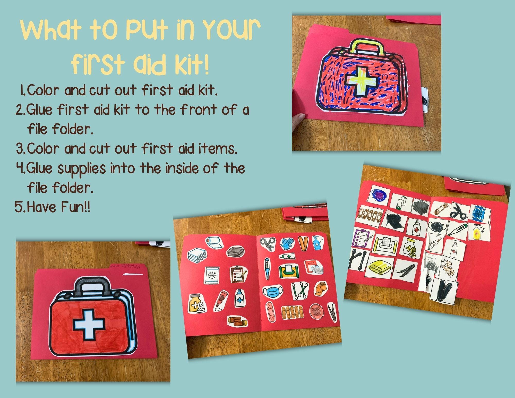 First Aid Kit Activity: Color-in File Folder (6 Page PDF) - Etsy
