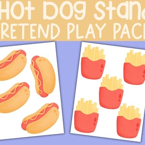 Hotdog Stand Pretend Play druckbare Set