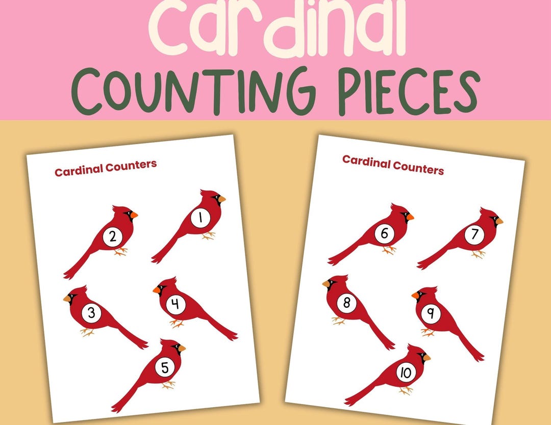 Cardinal Counting Pieces Math Manipulatives 1-30 (printable PDF) - Etsy