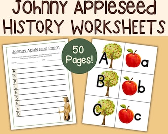 Studium jednostkowe o Johnnym Appleseedzie: biografia, arkusze ćwiczeń i ćwiczenia (plik PDF do pobrania)