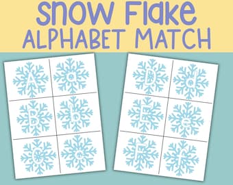 Snow Flake Alphabet Matching Game: ABC Learning Cards
