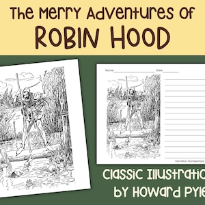 The Merry Adventures of Robin Hood Note Pages and Coloring Sheets Classic Illustrations by Howard Pyle Read Aloud Activity Writing Paper