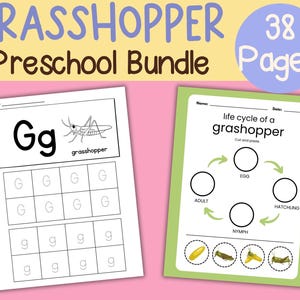 Vorschule Aktivität Blätter G wie Grasshopper Pre K Lernpaket Arbeitsblätter Alphabet Arbeitsbuch