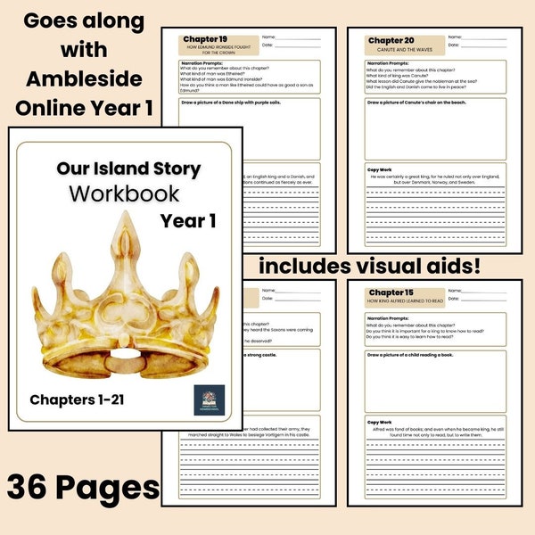 Our Island Story Worksheets Year 1 Ambleside Online Chapters 1-21 Copy Work Visual Aids An Island Story by H.E. Marshall Workbook