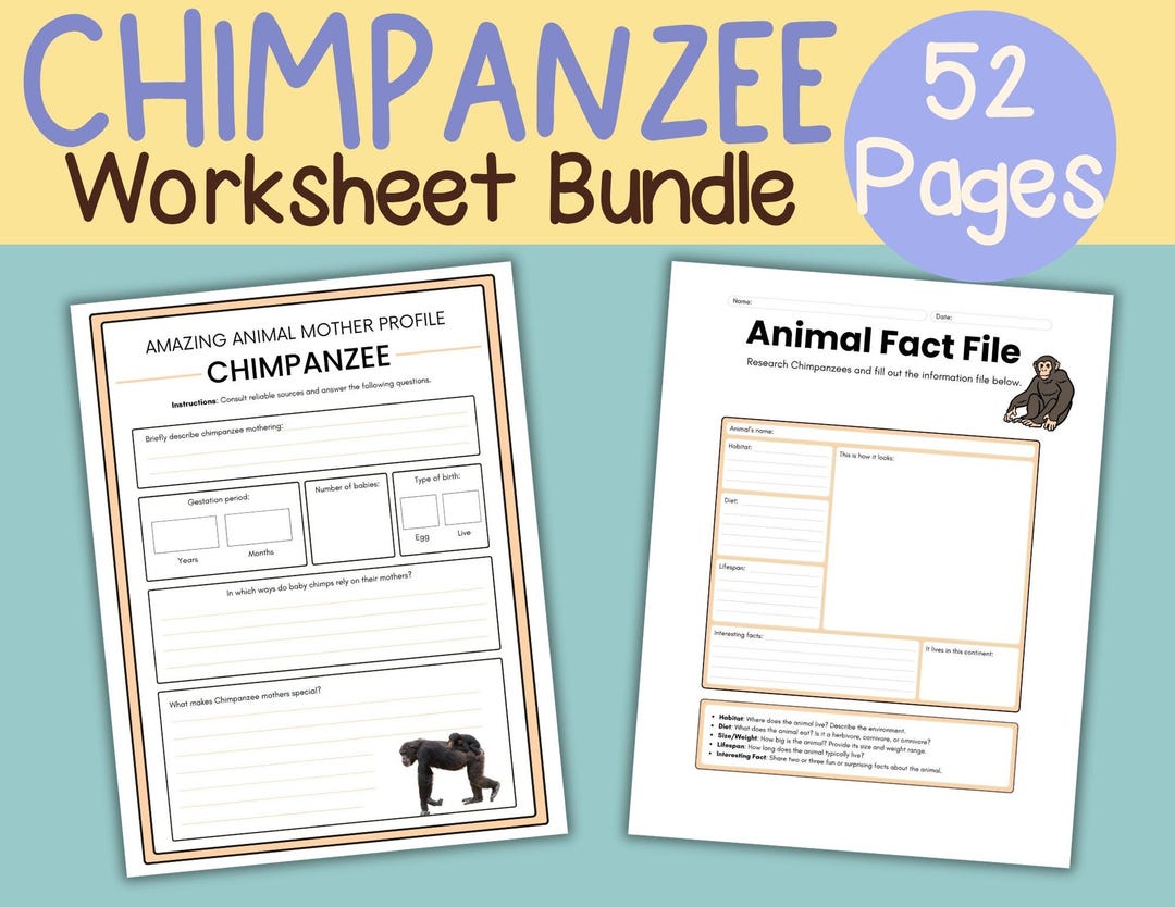 Chimpanzee Nature Study Family Unit Worksheets Note Pages Coloring ...