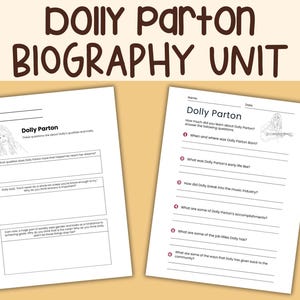 Dolly Parton Biography Unit Study: Family Learning Activities (PDF Download)