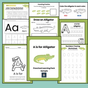 O pacote de atividades pré-escolares Alligator A é para a carta Alligator A Week Planos de aula Pré-K Folhas de atividades do jardim de infância Currículo do pacote de aprendizagem