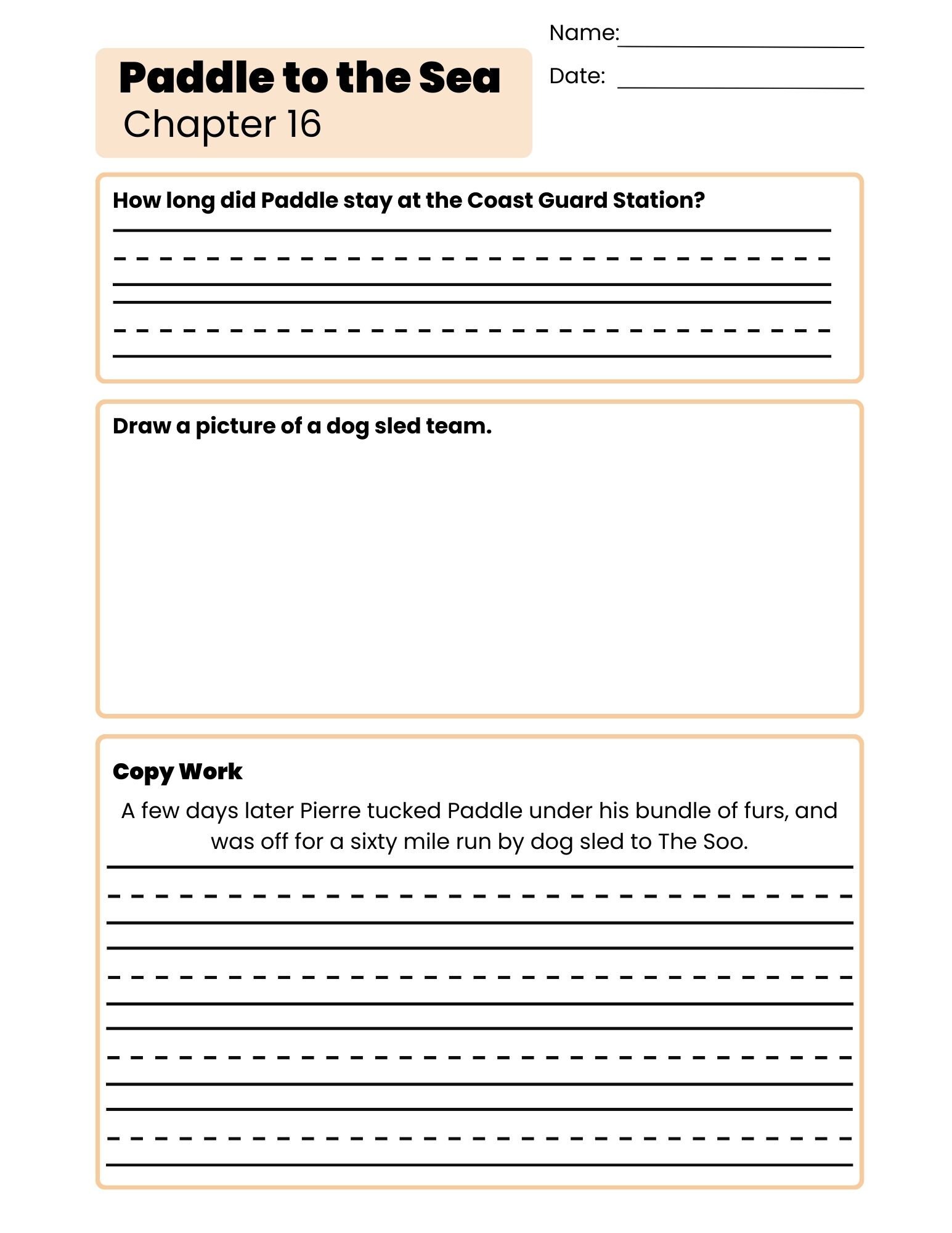 Paddle-to-the-sea Worksheets Holling C. Holling Book Companion Copy ...