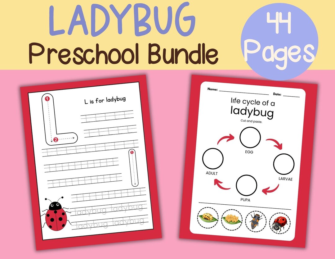 Ladybug Preschool Activity Sheets L is for Ladybug Kindergarten ...