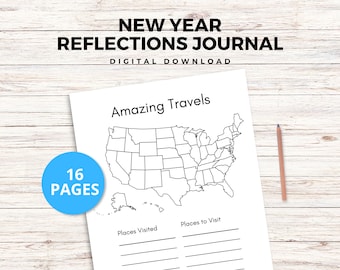 Year in Review, End of Year Reflections, New Year Goals, Bucket List, Minimalist Journal, New Year Journal, Kids Journal, Printable Journal