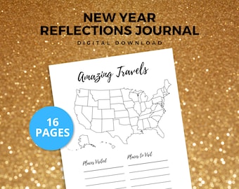 Year in Review, End of Year Reflections, New Year Goals, Bucket List, Minimalist Journal, New Year Journal, Kids Journal, Printable Journal