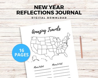 Year in Review, End of Year Reflections, New Year Goals, Bucket List, Minimalist Journal, New Year Journal, Kids Journal, Printable Journal
