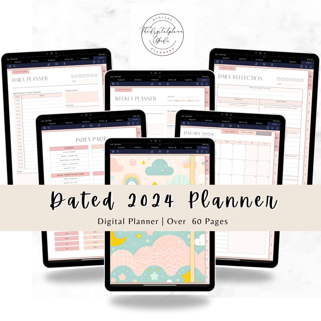 Digital 2024 Planner for Goodnotes Pink - Etsy