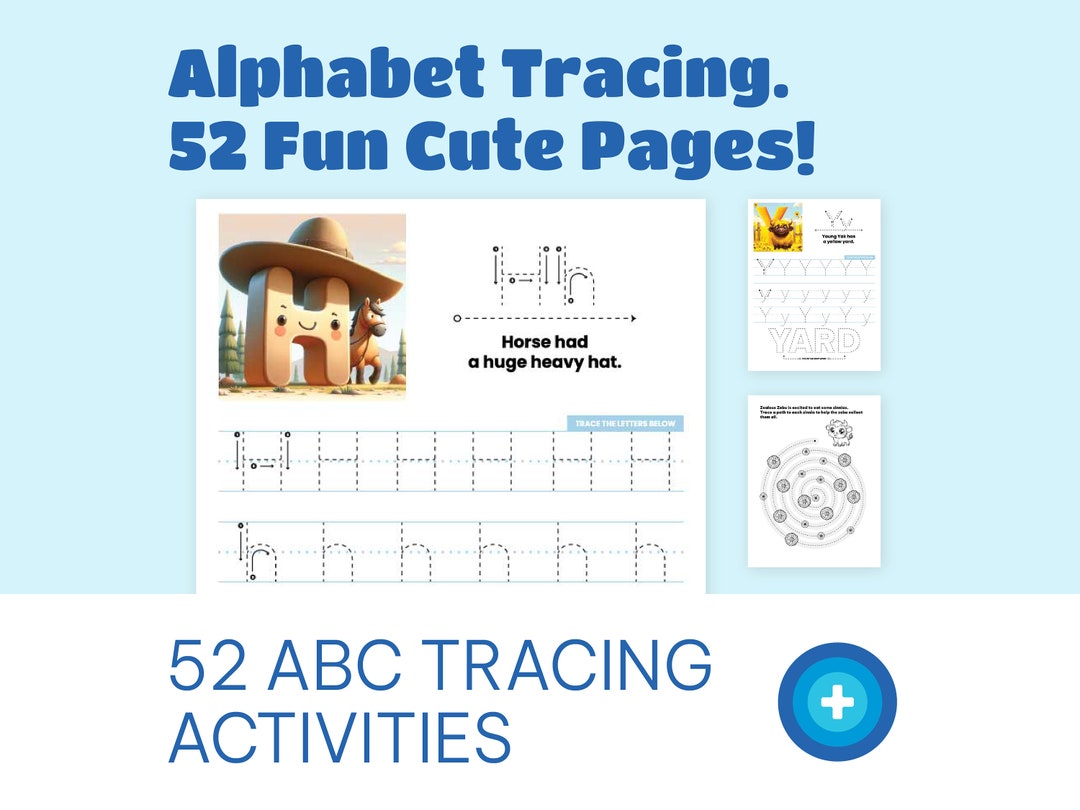Abcs Tracing. 52 Letter Tracing Worksheets and Activities With Cute ...