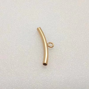 14K Gold Filled Curved Tube with Rings, Curved Beads Tube, Crimp Bead Tube