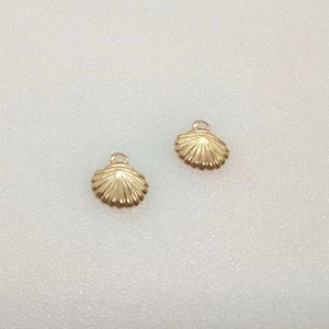 2pcs 14K Gold Filled Shell Charm, Pendant Findings for Jewelry Making