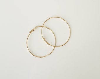 1 Pair 14K Gold Filled Ear Wire Beading Hoops, 15mm 20mm 25mm 30mm, Earring Findings for Jewelry Making, Earring Component Wholesale