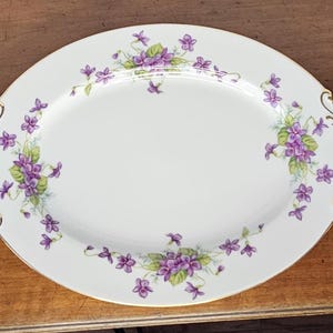 Vintage Wentworth Porcelain China 12&quot; serving plate / platter, Rossetti Viola Spring Violets design, hand painted, gold edging, Japan made