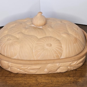 Vintage Onion, Vegetable Roaster, Terracotta Earthen Ware, bottom section internally glazed, steam hole. Great for smaller sourdough breads!